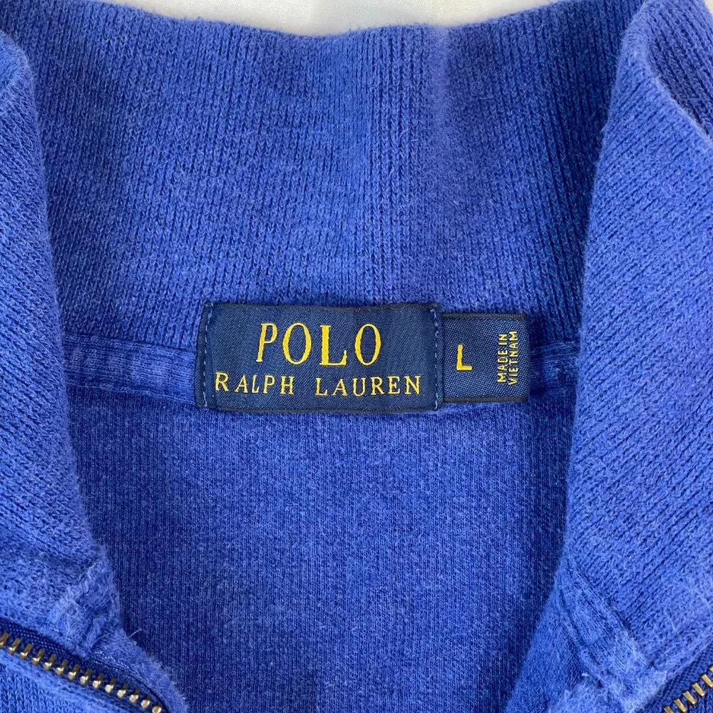 Polo Ralph Lauren Quarter Zip Sweater Men's Size Large 100% Cotton Blue Red